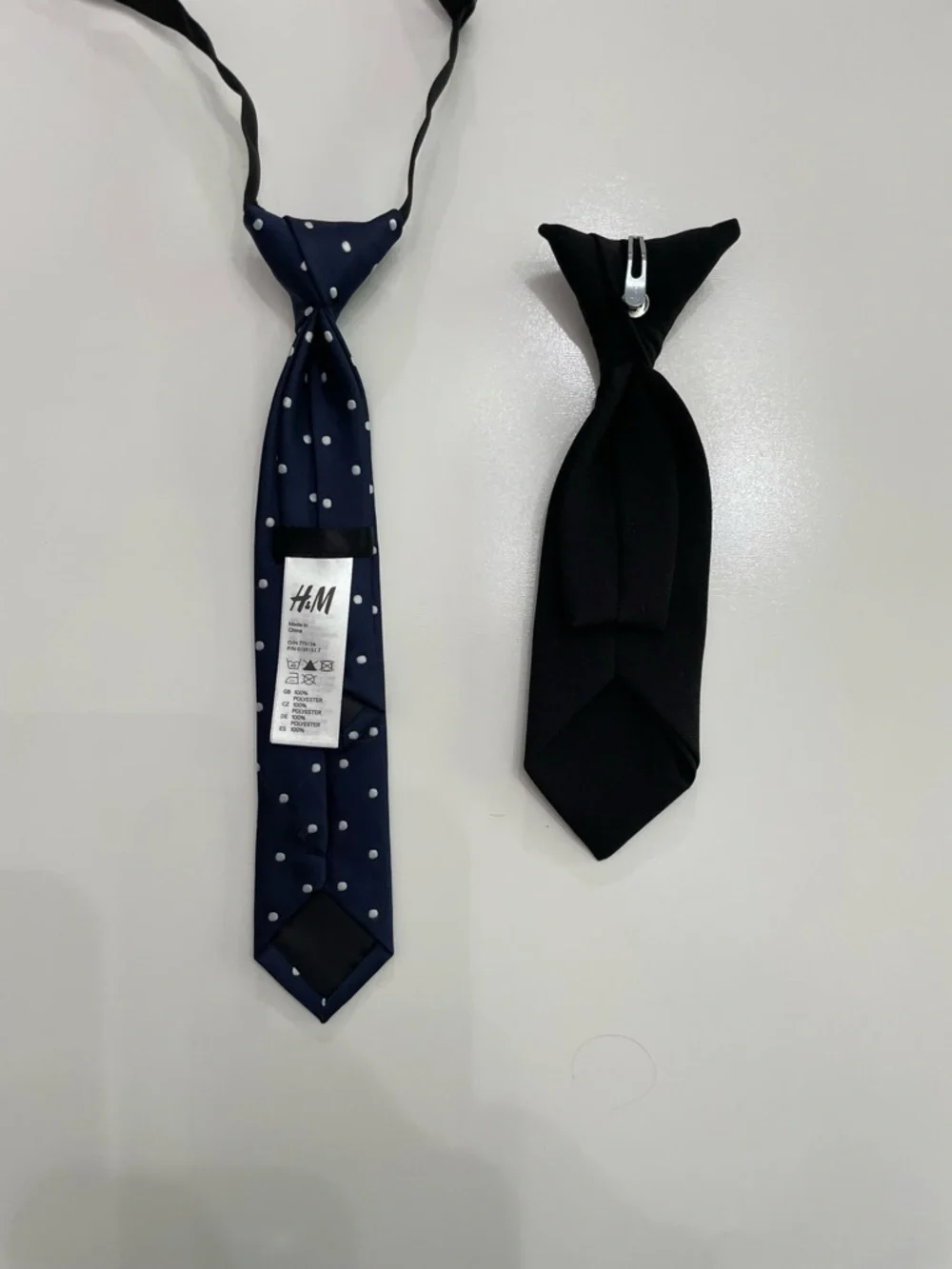 H&M Navy Polka Dot Tie and Black Clip On Tie